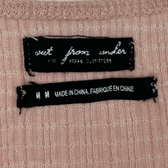 UO Out from Under Women Pointelle Long Sleeve Top Fairy Pink Size Medium FLAW - Picture 3 of 8